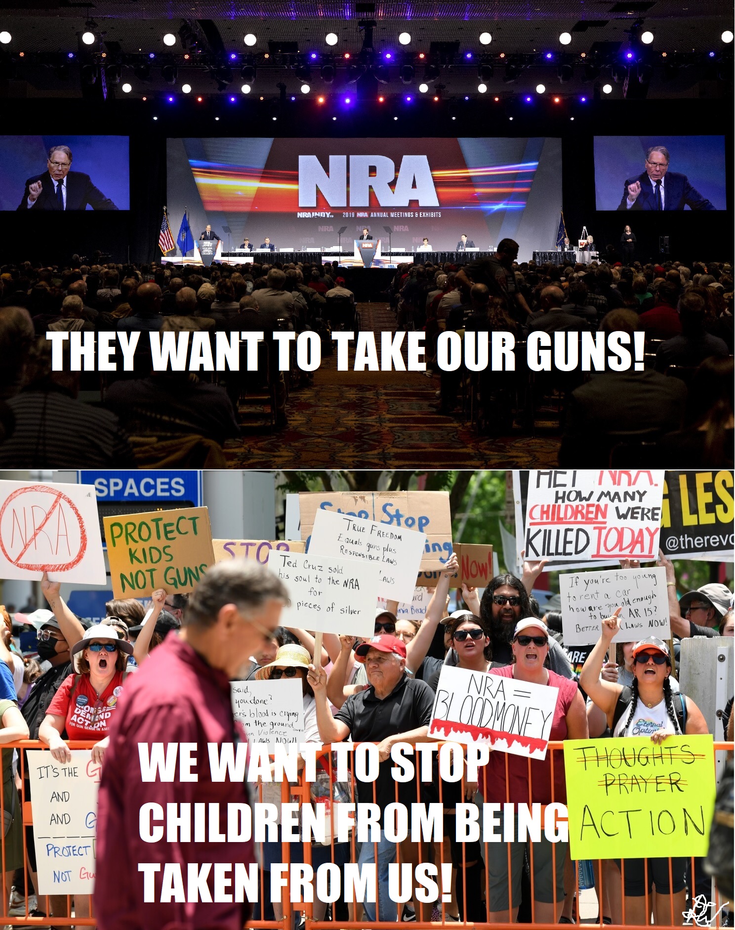 taking our guns vs taking our children - meme Blank Meme Template