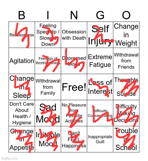 depression bingo 1 | image tagged in depression bingo 1 | made w/ Imgflip meme maker