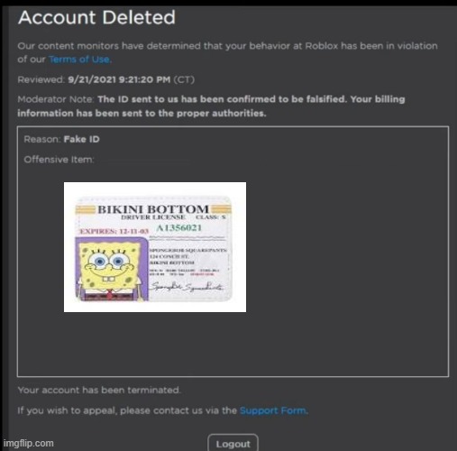 Banned from roblox but its fake id by Cbastoartguy on DeviantArt