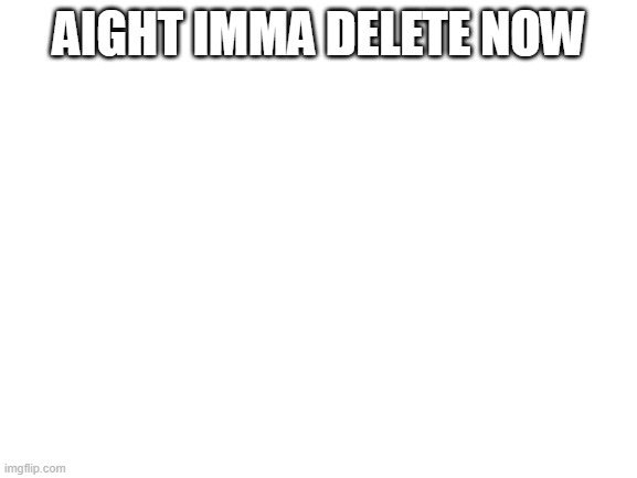 Blank White Template | AIGHT IMMA DELETE NOW | image tagged in blank white template | made w/ Imgflip meme maker