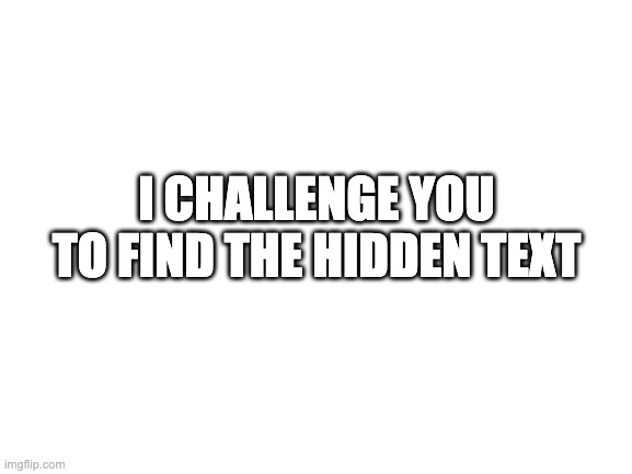 Blank White Template | CONGRATS YOU FOUND THE HIDDEN TEXT; I CHALLENGE YOU TO FIND THE HIDDEN TEXT; YOU DESERVE A FOLLOWER | image tagged in blank white template | made w/ Imgflip meme maker