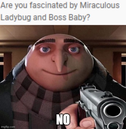 No. Just no | NO | image tagged in gru gun,no | made w/ Imgflip meme maker