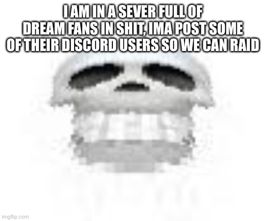 Skl | I AM IN A SEVER FULL OF DREAM FANS IN SHIT, IMA POST SOME OF THEIR DISCORD USERS SO WE CAN RAID | image tagged in skl | made w/ Imgflip meme maker