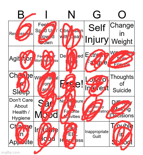 depression bingo 1 | image tagged in depression bingo 1 | made w/ Imgflip meme maker