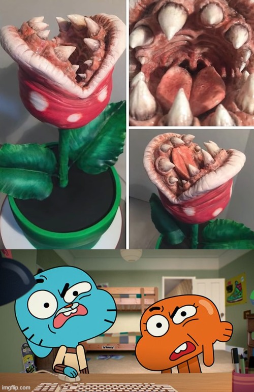 piranha plant cake | image tagged in gumball | made w/ Imgflip meme maker