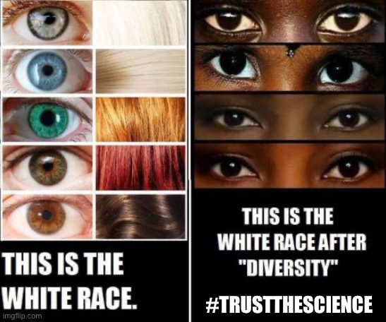 Diversity science | #TRUSTTHESCIENCE | image tagged in trust the science,diversity,white privilege,white people,interracial couple,no racism | made w/ Imgflip meme maker
