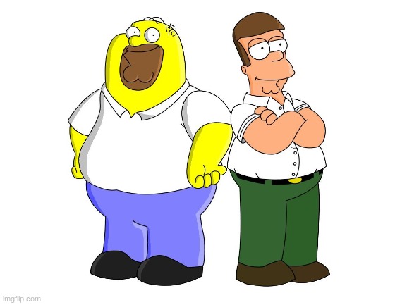 peter and homer swapped | image tagged in family guy,the simpsons,homer simpson,peter griffin,memes,funny | made w/ Imgflip meme maker