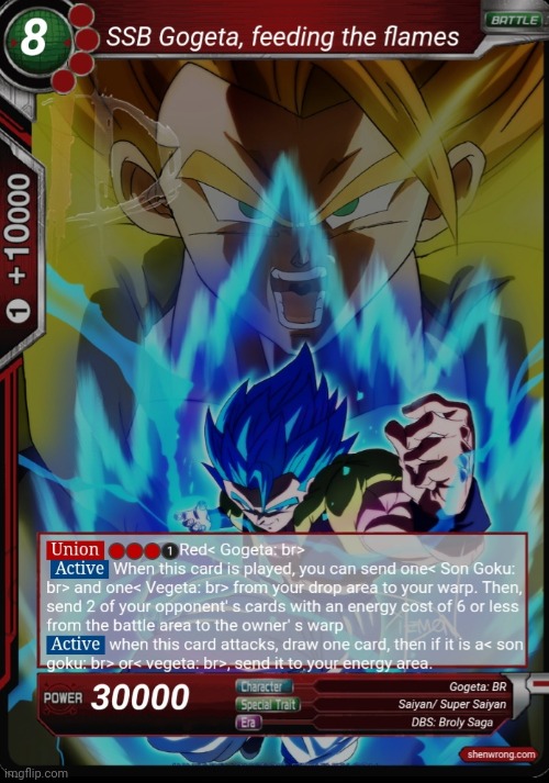 Shed the power of Super Saiyan God with this all powerful card | image tagged in dbz | made w/ Imgflip meme maker