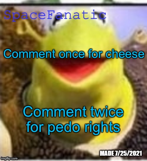 Ye Olde Announcements | Comment once for cheese; Comment twice for pedo rights | image tagged in spacefanatic announcement temp | made w/ Imgflip meme maker