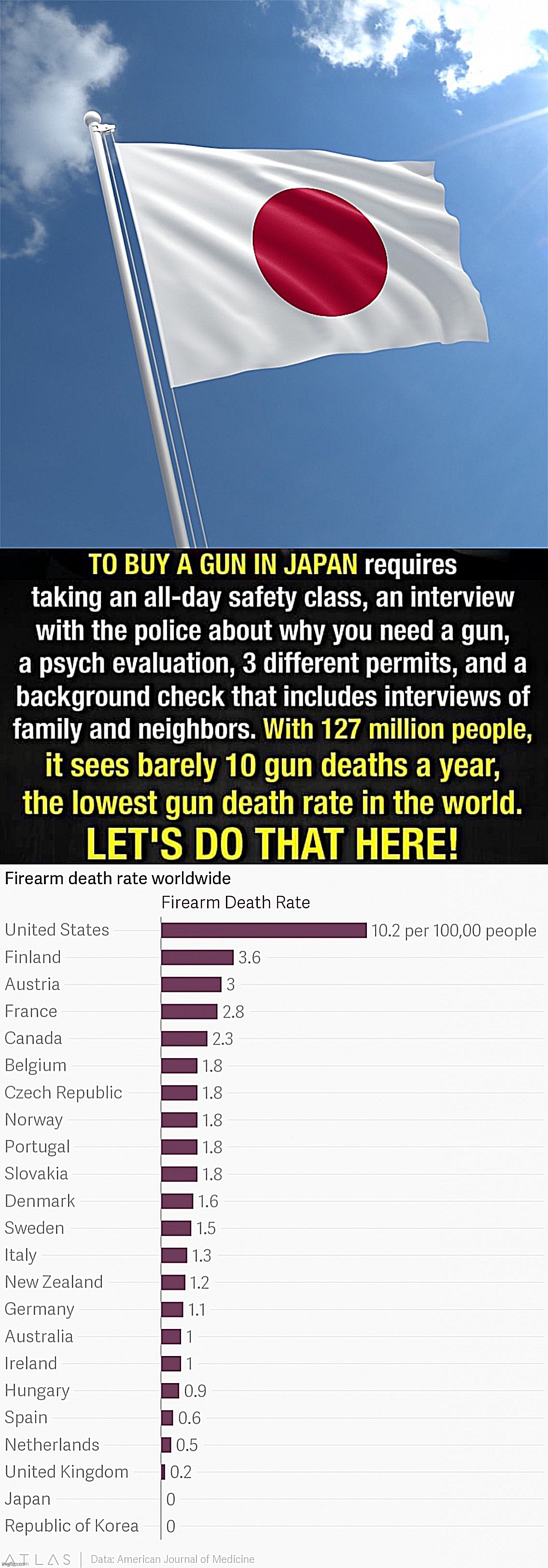 Japan (and South Korea) are the gold standards for gun safety. Conservatives who say it can’t be done are lying. | image tagged in japan gun control | made w/ Imgflip meme maker