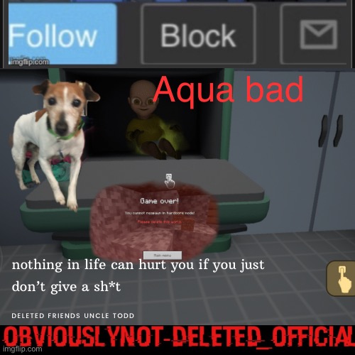 Obviously not deleted | Aqua bad | image tagged in obviously not deleted | made w/ Imgflip meme maker