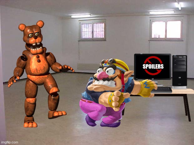 Wario gets beaten up to death by Bubba for looking at spoilers of Murder Drones.mp3 | SPOILERS | image tagged in wario dies,wario,no spoilers,murder drones,five nights at freddys,fnaf | made w/ Imgflip meme maker