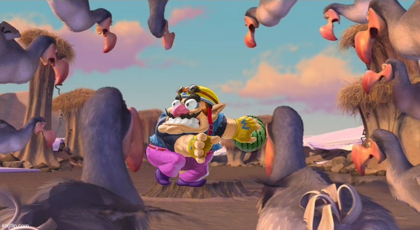 Wario dies by dodos for stealing their melon.mp3 | image tagged in wario dies,wario,melon,ice age,birds,animals | made w/ Imgflip meme maker