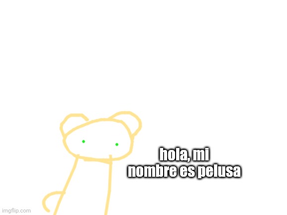 say hi to pelusa, the mexican hamster / my new child lmao | hola, mi nombre es pelusa | image tagged in blank white template | made w/ Imgflip meme maker