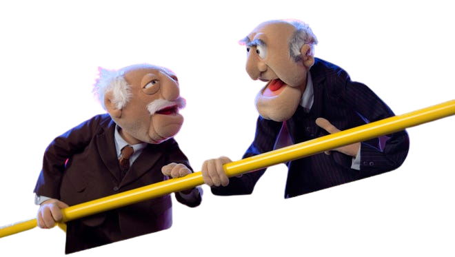 Statler and Waldorf Transparent Background Yellow Railing. Blank Meme Template