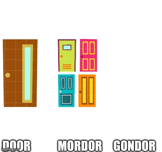 Doors | DOOR            MORDOR     GONDOR | image tagged in blank white template | made w/ Imgflip meme maker
