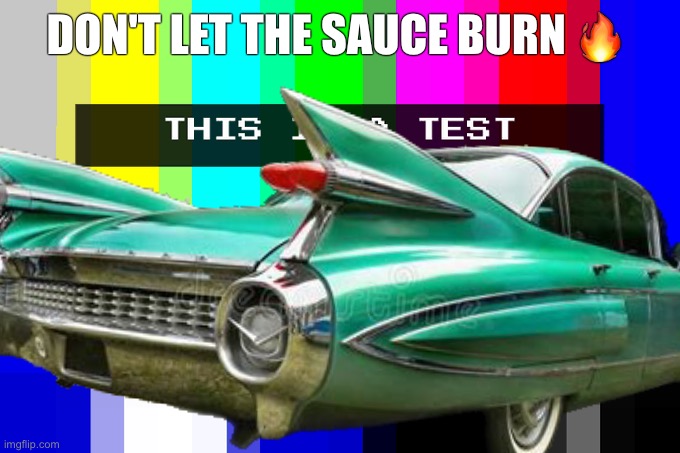 Green cadillacs https://youtu.be/NNJvcJUSlVc | DON'T LET THE SAUCE BURN ? | image tagged in tests | made w/ Imgflip meme maker