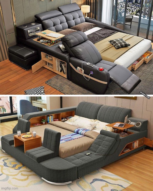 Literally got everything you may want in a sofa | image tagged in sofa,bed,all in one | made w/ Imgflip meme maker