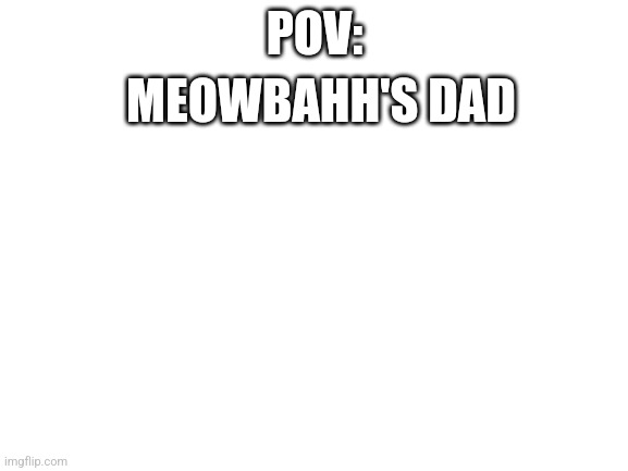 Pov: meowbahh's dad | POV:; MEOWBAHH'S DAD | image tagged in blank white template | made w/ Imgflip meme maker