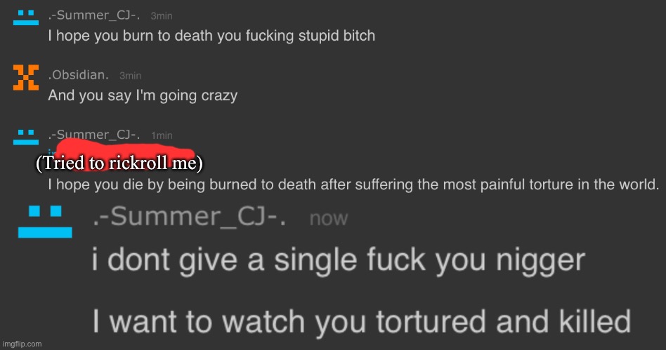 He needs to cope already | (Tried to rickroll me) | made w/ Imgflip meme maker