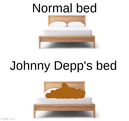 F*ck you amber heard | Normal bed; Johnny Depp's bed | image tagged in dank memes,johnny depp | made w/ Imgflip meme maker