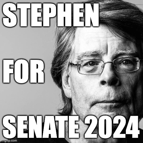 Stephen for Senate | STEPHEN; FOR; SENATE 2024 | image tagged in stephen king,susan collins,senate 2024,election 2024 | made w/ Imgflip meme maker