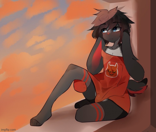 Hmmm... (By Fredek666) | image tagged in furry,femboy,cute,sweater | made w/ Imgflip meme maker