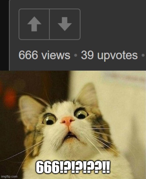 I have a bad feeling about this... | 666!?!?!??!! | image tagged in memes,scared cat,oh no | made w/ Imgflip meme maker