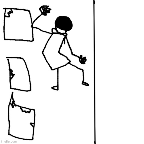 Genital Guillotine scaling a building, taken by the same anonymous survivor. | made w/ Imgflip meme maker