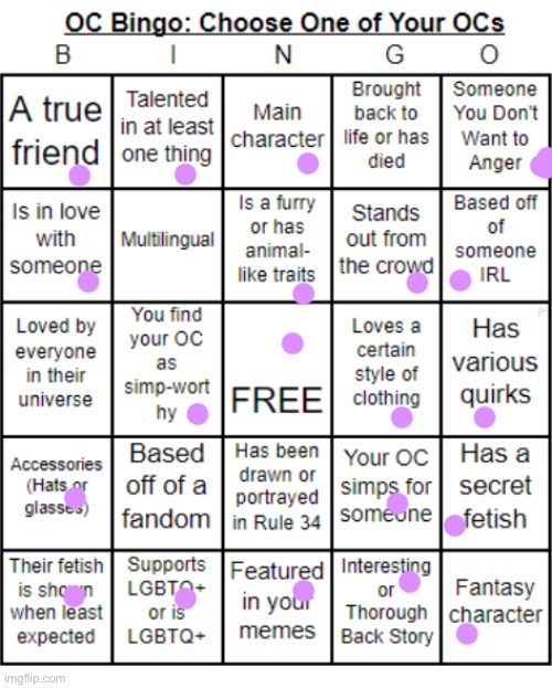 Idk felt like doing this for Bun(my main OC) | image tagged in jer-sama's oc bingo | made w/ Imgflip meme maker