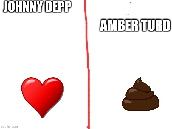 the depp obvi | JOHNNY DEPP; AMBER TURD | image tagged in blank white template | made w/ Imgflip meme maker