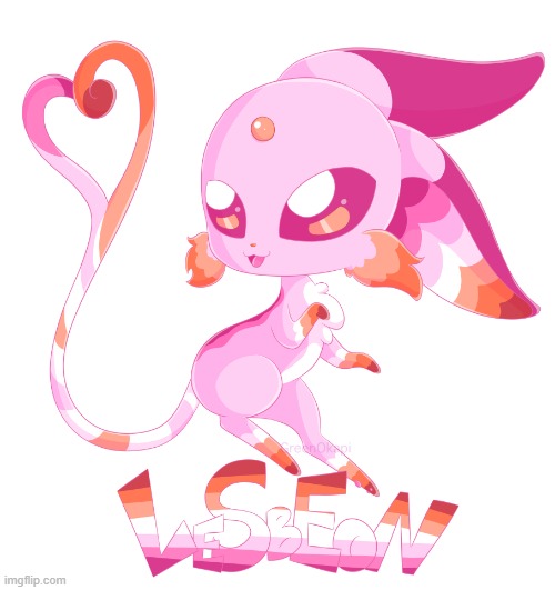Lesbeon (By GreenOkapi) | image tagged in espeon,furry,pokemon,cute,adorable,gaymer | made w/ Imgflip meme maker