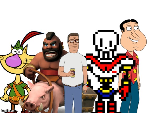 Ok NOW everyone is here (DLC pack 1) | image tagged in quagmire,hank hill,papyrus,super smash bros | made w/ Imgflip meme maker