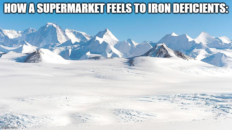 Antarctica |  HOW A SUPERMARKET FEELS TO IRON DEFICIENTS: | image tagged in antarctica | made w/ Imgflip meme maker