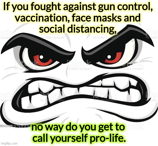 No effing way. | If you fought against gun control, 
vaccination, face masks and 
social distancing, no way do you get to 
call yourself pro-life. | image tagged in gun control,anti vax,face mask,social distancing,pro life,never | made w/ Imgflip meme maker