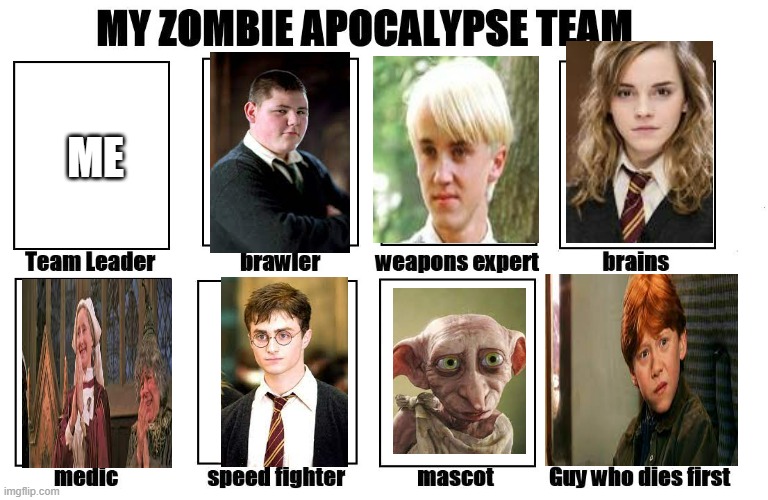 Sorry Ron! | ME | image tagged in my zombie apocalypse team | made w/ Imgflip meme maker