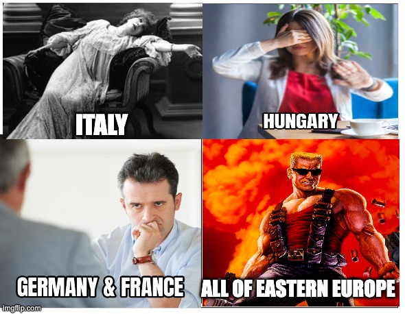 4 Square Grid | ITALY; ALL OF EASTERN EUROPE | image tagged in 4 square grid | made w/ Imgflip meme maker