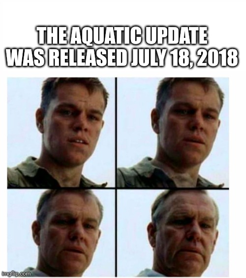 Matt Damon gets older |  THE AQUATIC UPDATE WAS RELEASED JULY 18, 2018 | image tagged in matt damon gets older | made w/ Imgflip meme maker