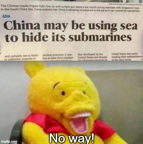Impossible! How do they do it? | No way! | image tagged in winnie the pooh whaaat,no way,impossible,china,submarine,why are you reading this | made w/ Imgflip meme maker