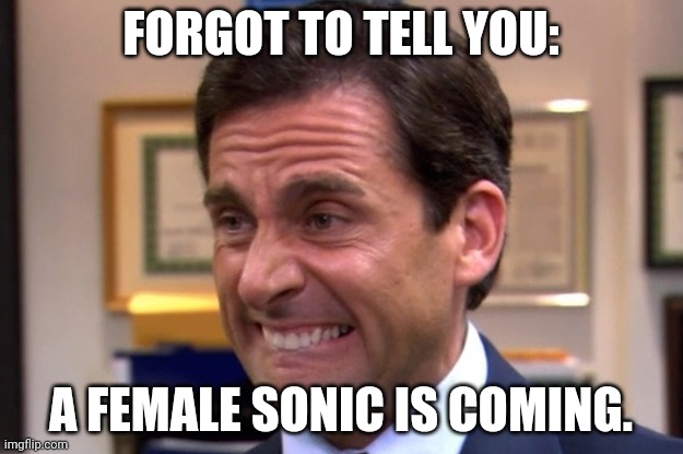 Female Sonic? |  FORGOT TO TELL YOU:; A FEMALE SONIC IS COMING. | image tagged in cringe,female logic,sick  tired | made w/ Imgflip meme maker