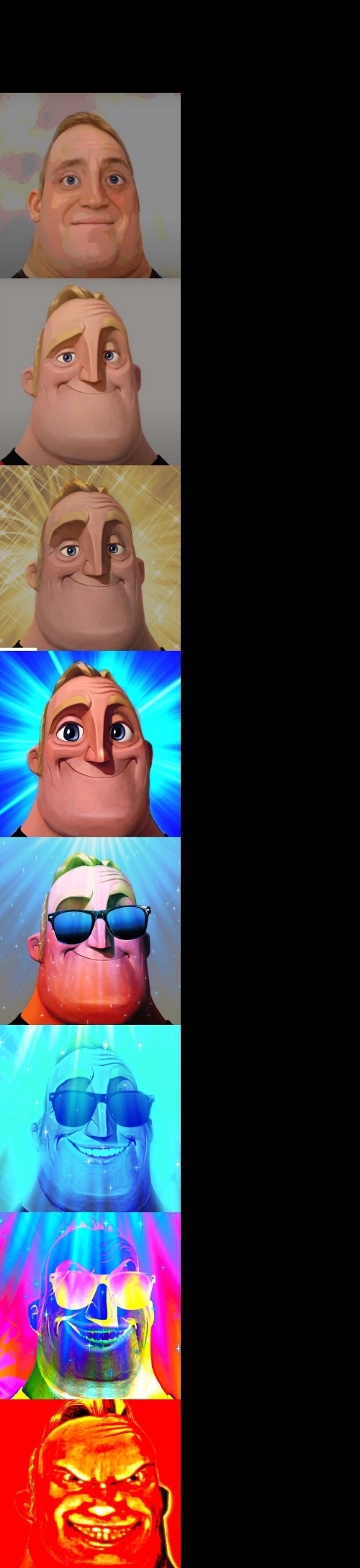 mr incredible becoming canny but have 8 phases Blank Meme Template