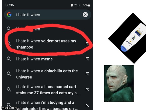 . | image tagged in lord voldemort,shampoo,i hate it when | made w/ Imgflip meme maker