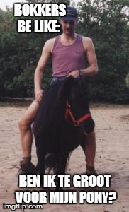 BOKKERS BE LIKE:   BEN IK TE GROOT VOOR MIJN PONY? | made w/ Imgflip meme maker