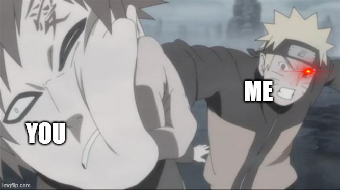 Naruto Punch | YOU; ME | image tagged in naruto punch | made w/ Imgflip meme maker