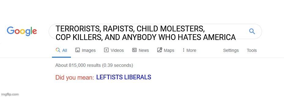 Did you mean? | TERRORISTS, RAPISTS, CHILD MOLESTERS, COP KILLERS, AND ANYBODY WHO HATES AMERICA LEFTISTS LIBERALS | image tagged in did you mean | made w/ Imgflip meme maker