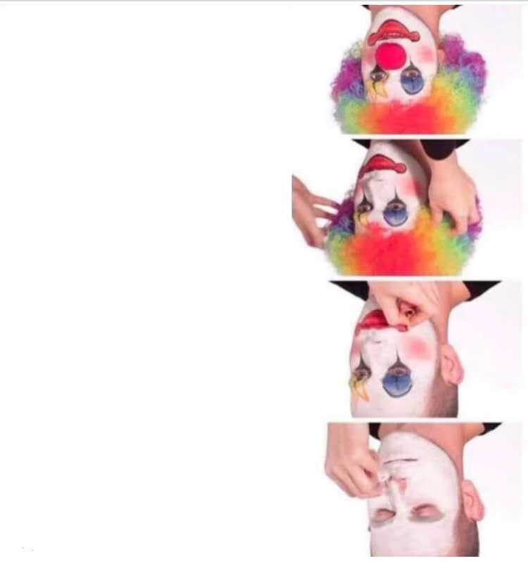 Clown Applying Makeup upside down Blank Meme Template
