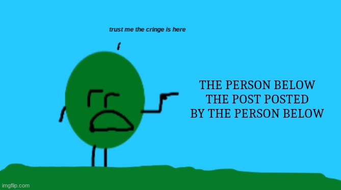 Trust Me The Cringe Is Here | THE PERSON BELOW THE POST POSTED BY THE PERSON BELOW | image tagged in trust me the cringe is here | made w/ Imgflip meme maker