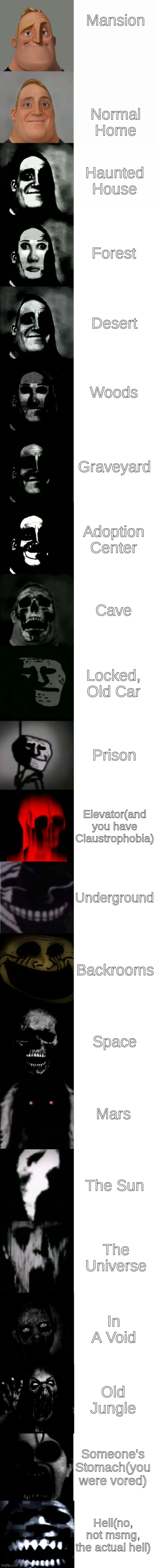 POV: You Live In | Mansion; Normal Home; Haunted House; Forest; Desert; Woods; Graveyard; Adoption Center; Cave; Locked, Old Car; Prison; Elevator(and you have Claustrophobia); Underground; Backrooms; Space; Mars; The Sun; The Universe; In A Void; Old Jungle; Someone's Stomach(you were vored); Hell(no, not msmg, the actual hell) | image tagged in i get its cringe but why not | made w/ Imgflip meme maker