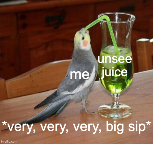 DIY Unsee Juice Meme | me unsee juice *very, very, very, big sip* | image tagged in diy unsee juice meme | made w/ Imgflip meme maker