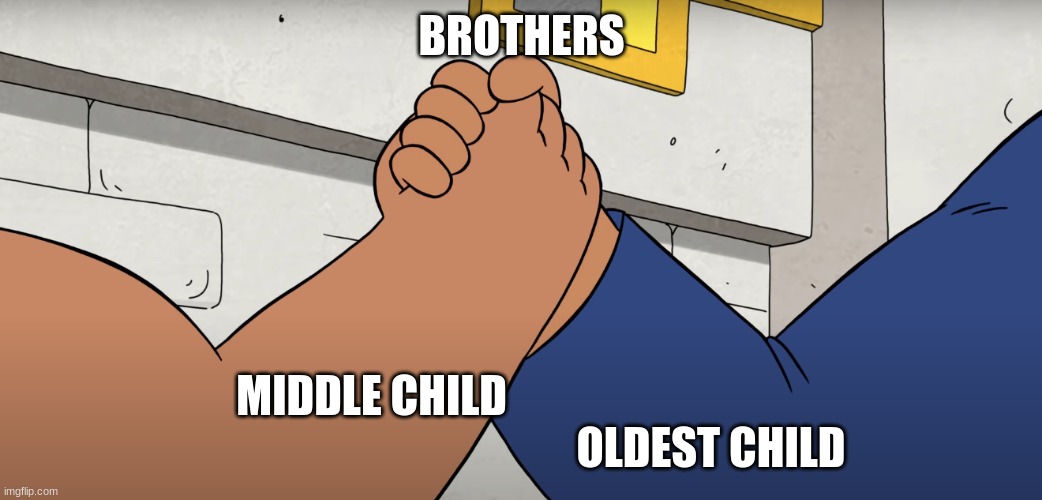 Wizard Handshake | BROTHERS; MIDDLE CHILD                                                                              OLDEST CHILD | image tagged in wizard handshake | made w/ Imgflip meme maker